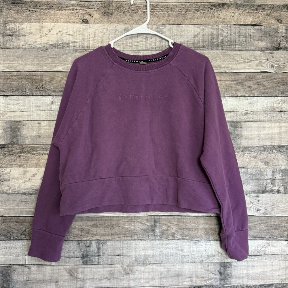 Ryderwear Women's Purple Cropped Crewneck Sweatshirt Top Size Medium